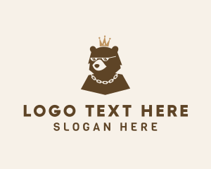 Wild Animal - Grizzly Bear Crown logo design