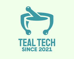 Teal Mortar & Pestle logo design