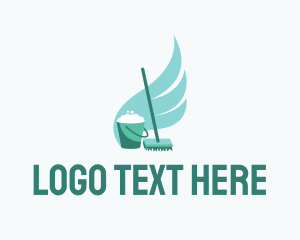 Sweeping - Cleaning Broom Bucket logo design