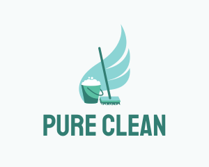 Cleaning Broom Bucket  logo design