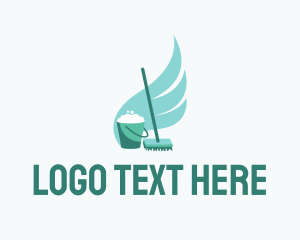 Fly - Cleaning Broom Bucket logo design