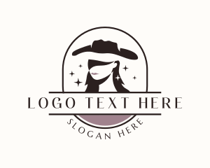 Cowgirl - Woman Hat Fashion logo design