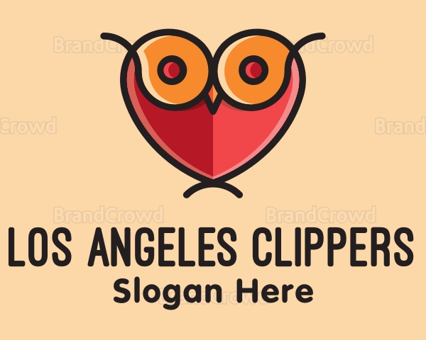 Heart Owl Bird Logo