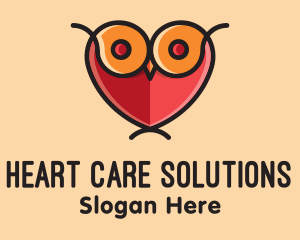 Heart Owl Bird  logo design