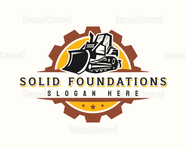 Bulldozer Equipment Construction Logo