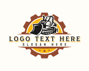 Excavation - Bulldozer Equipment Construction logo design