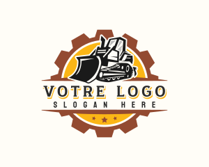 Bulldozer Equipment Construction Logo