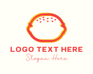 Hamburger - Fast Food Burger Anaglyph logo design