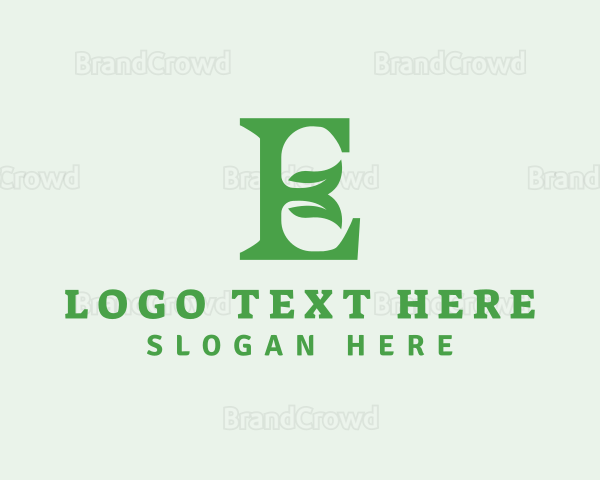 Leaf Natural Letter E Logo