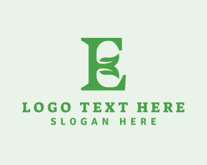 Sauna - Abstract Green E Leaf logo design