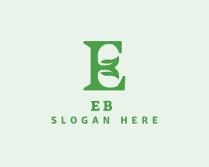 Leaf Natural Letter E logo design