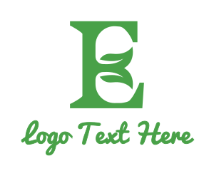 Green Flame - Abstract Green E Leaf logo design