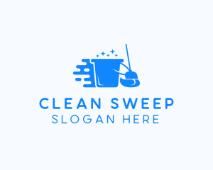 Sweeper - Sparkly Bucket Broom Cleaner logo design