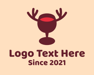 Deer - Moose Wine Glass logo design