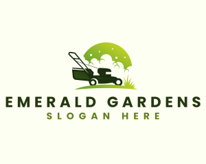 Lawn Mower Landscaping Gardener logo design