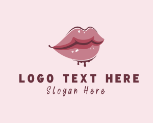 Lip Gloss - Dripping Woman Lips logo design