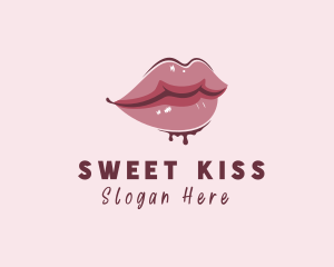 Kiss - Dripping Woman Lips logo design