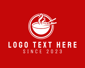 Asian Food - Noodle Soup Bowl logo design