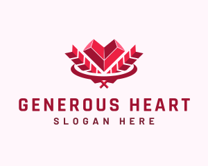 Heart Wreath Valentine logo design