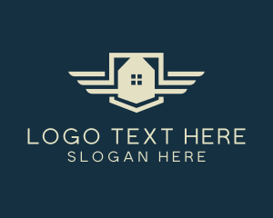 Flat - House Wings Badge logo design