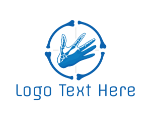 Physical Therapy - Blue Hand Bone Target logo design