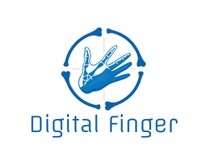 Finger - Blue Hand Bone Target logo design