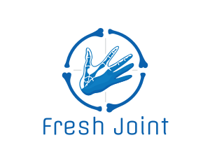 Joint - Blue Hand Bone Target logo design