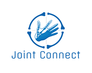 Joint - Blue Hand Bone Target logo design