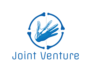 Joint - Blue Hand Bone Target logo design