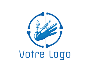 Kinesiology - Blue Hand Bone Target logo design