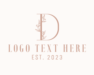 Brown - Fashion Flower Letter D logo design