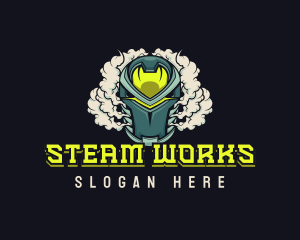 Steam - Cyborg Robot Steam logo design