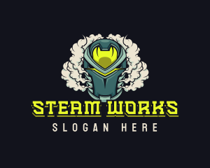 Cyborg Robot Steam logo design