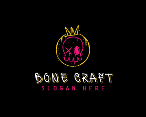 Bones - Graffiti Punk Skull Crown logo design