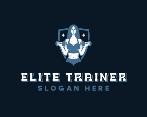 Strong Woman Dumbbell logo design