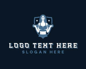 Muscle - Strong Woman Dumbbell logo design