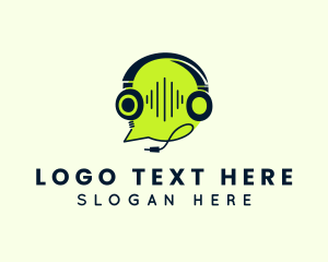 Headphones - Sound Headphones Chat logo design