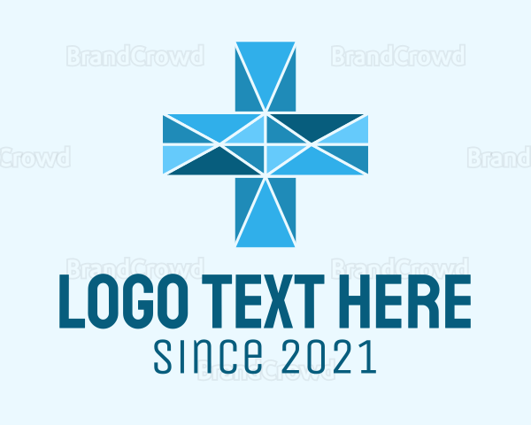 Blue Geometric Cross Logo