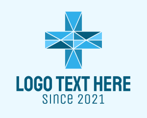 Crucifix - Blue Geometric Cross logo design