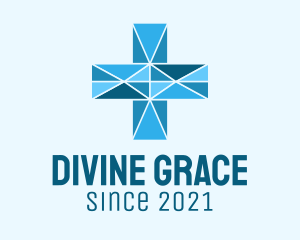 Blue Geometric Cross logo design