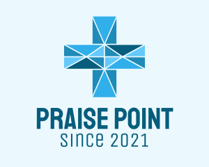 Praise - Blue Geometric Cross logo design