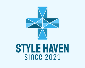 Evangelize - Blue Geometric Cross logo design