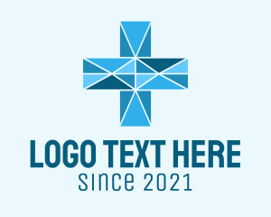 Worship - Blue Geometric Cross logo design