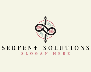 Boho Floral Snake logo design