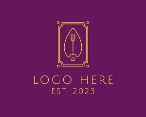 Fine Dining - Luxury Leaf Trident logo design