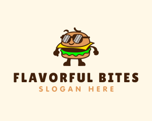 Tasty - Sunglasses Burger Food logo design