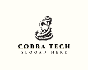 Skull Cobra Serpent logo design