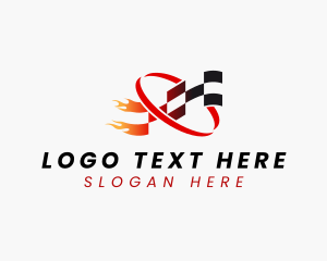 Gokart - Racing Flag Fire logo design