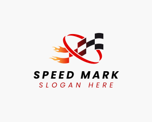 Racing Flag Flame logo design