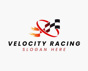 Racing Flag Flame logo design